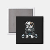 Weightlift Dog Fun Fitness Gym Bulldog Magnet (Vorderseite/Rückseite)