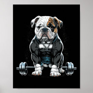 Weightlift Dog Fun Fitness Gym Bulldog Poster
