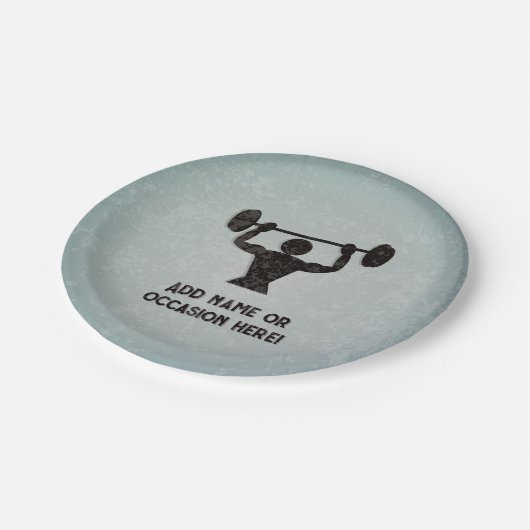 Weightlift und Ihr Slogan robustes Aussehen Pappteller (Schrägansicht)
