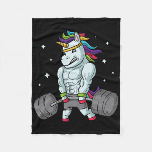 Weightlift Unicorn - Funny Deadlift und Gym Gif Fleecedecke