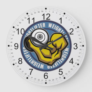 Weightlifter Barbell Curl Große Wanduhr