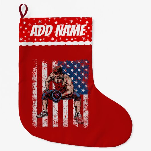 Weightlifter Dumbell-Fitness Großer Weihnachtsstrumpf (Vorderseite)