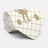 Weightlifter und Gewichte auf Tan Karo Necktie