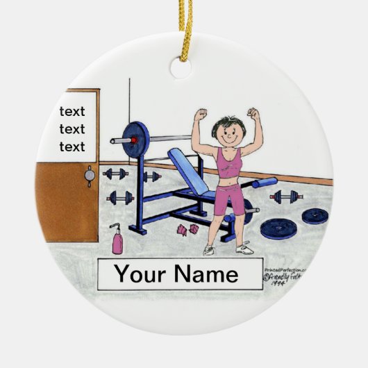 Weightlifter - weiblich, personalisiertes keramik ornament (Vorne)