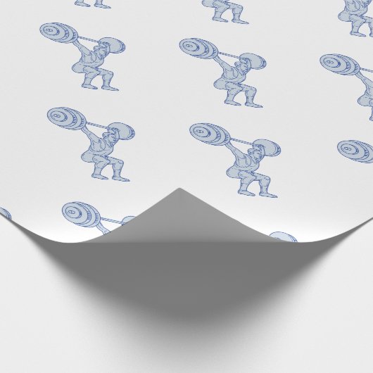 Weightlifteranhebende Barbell-Monolinie Geschenkpapier (Ecke)