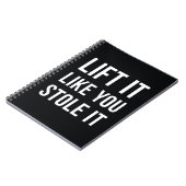 Weightlifting-Turnhallen-Zitat-Aufzug es Notizblock (Linke Seite)