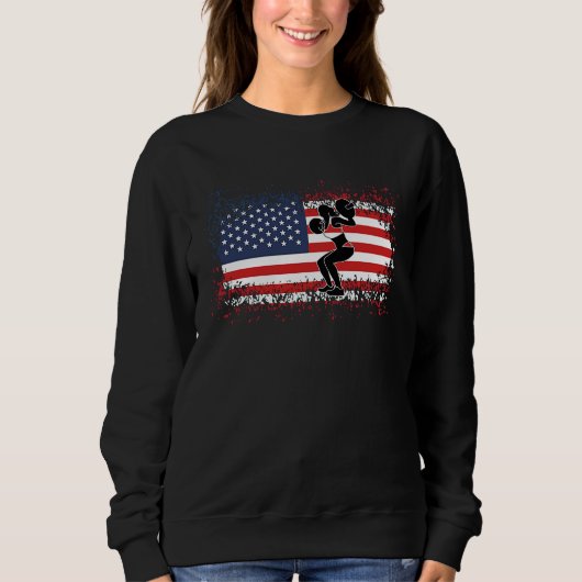 Weightlifting Women American Flag Gym Competitive  Sweatshirt (Vorderseite)
