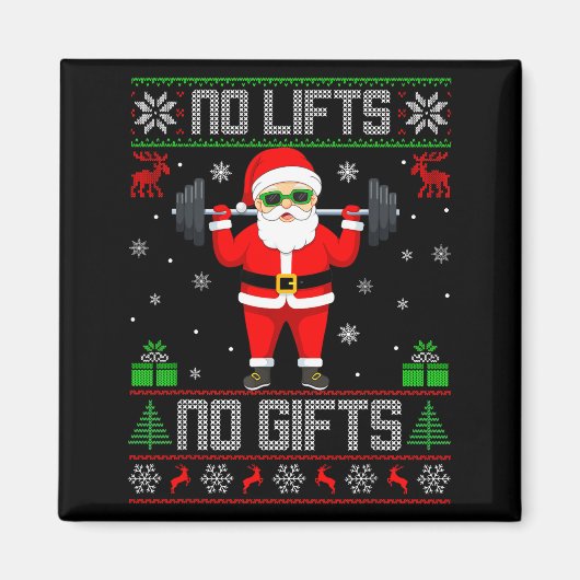 Weightlifting Workout Gym Santa Christmas Ugly Swe Magnet (Vorne)