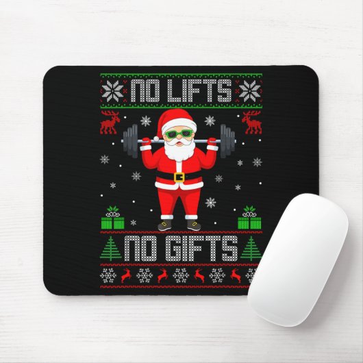 Weightlifting Workout Gym Santa Christmas Ugly Swe Mousepad (Mit Mouse)