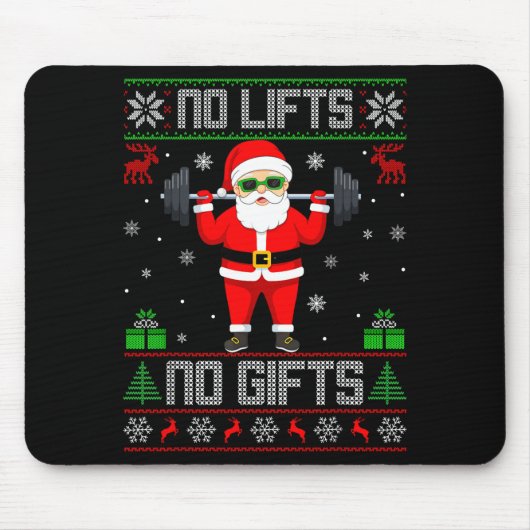 Weightlifting Workout Gym Santa Christmas Ugly Swe Mousepad (Vorne)