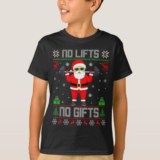 Weightlifting Workout Gym Santa Christmas Ugly Swe T-Shirt (Vorderseite)
