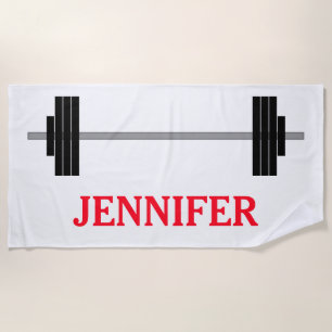 WeightliftingBarbell + Personalisierter Name Strandtuch