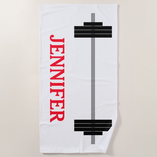 WeightliftingBarbell + Personalisierter Name Strandtuch (Vorderseite)