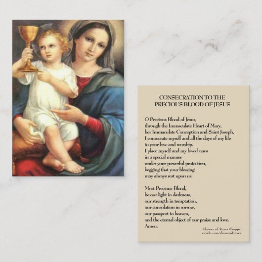 Weihen-wertvolles Blut von Jesus-Gebet Visitenkarte (Vorne/Hinten)