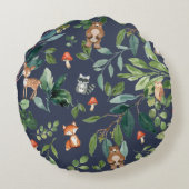 Weiher Waldtiere Grünflächen Rundes Kissen (Rückseite)