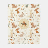 Weiher Waldtiere Grünmuster Fleecedecke (Vorderseite)