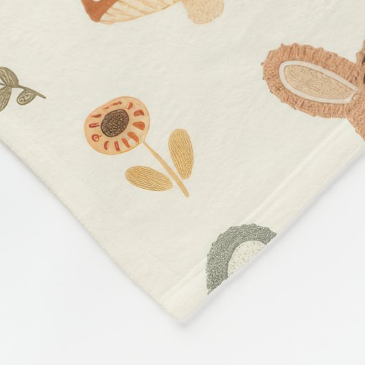 Weiher Waldtiere Grünmuster Fleecedecke (Ecke)