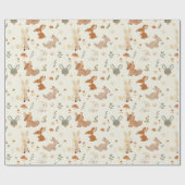 Weiher Waldtiere Grünmuster Geschenkpapier (Flach)