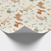 Weiher Waldtiere Grünmuster Geschenkpapier (Ecke)