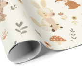 Weiher Waldtiere Grünmuster Geschenkpapier (Rolleneckpunkt)