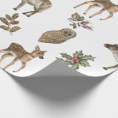 Weiher Waldtiere Grünmuster Geschenkpapier (Ecke)