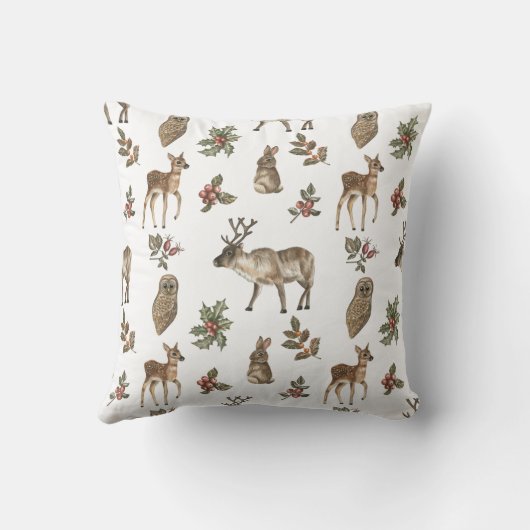 Weiher Waldtiere Grünmuster Kissen (Rückseite)