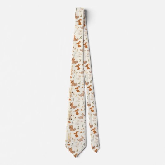 Weiher Waldtiere Grünmuster Krawatte (Vorderseite)