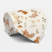 Weiher Waldtiere Grünmuster Krawatte (Gerollt)