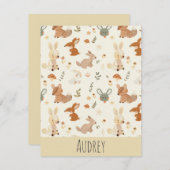 Weiher Waldtiere Grünmuster Mitteilungskarte (Vorne/Hinten)