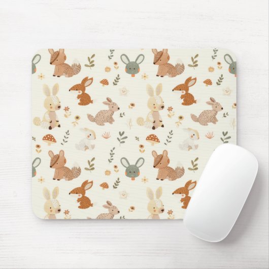 Weiher Waldtiere Grünmuster Mousepad (Mit Mouse)