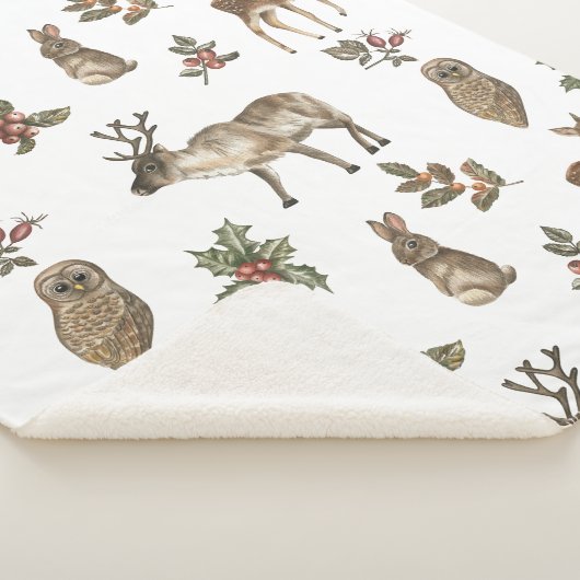 Weiher Waldtiere Grünmuster Sherpadecke (3/4)