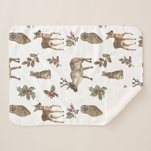 Weiher Waldtiere Grünmuster Sherpadecke (Vorderseite (Horizontal))