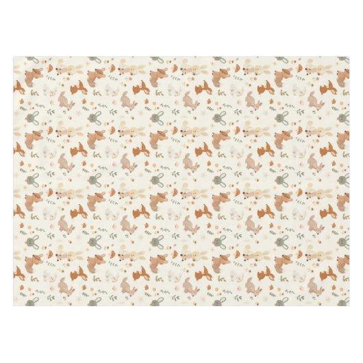 Weiher Waldtiere Grünmuster Tischdecke (Vorderseite (Horizontal))