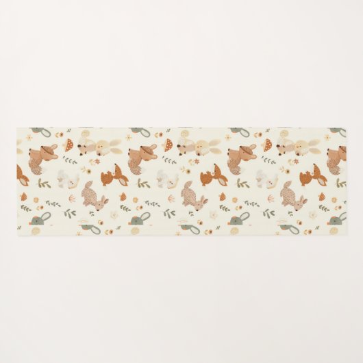 Weiher Waldtiere Grünmuster Yogamatte (Rückseite (Horizontal))