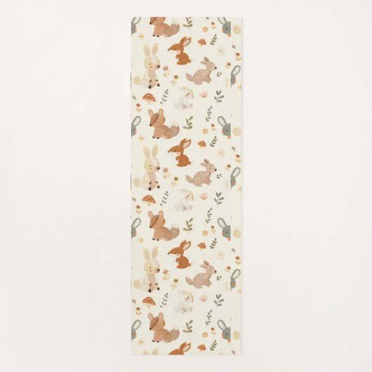 Weiher Waldtiere Grünmuster Yogamatte (Vorderseite)