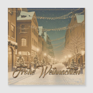 Weihlich naverschneite Straßen einer Innenstadt Magnetkarte
