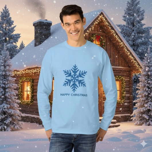 Weihnacht funkelnde blaue Kristallschneeflocke T-Shirt