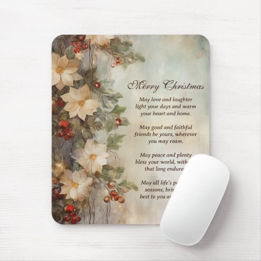 Weihnacht irischer Segen | Hübsche Winter-Blume Mousepad (Mit Mouse)
