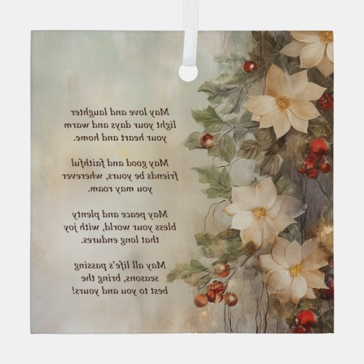 Weihnacht irischer Segen | Hübsche Winter-Blume Ornament Aus Glas (Rückseite)