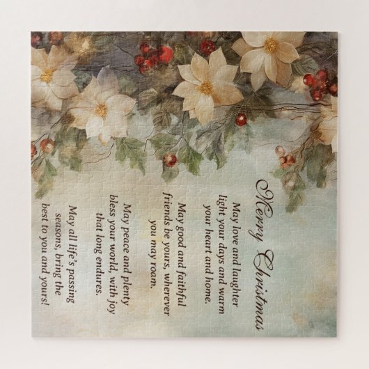 Weihnacht irischer Segen | Hübsche Winter-Blume Puzzle (Horizontal)