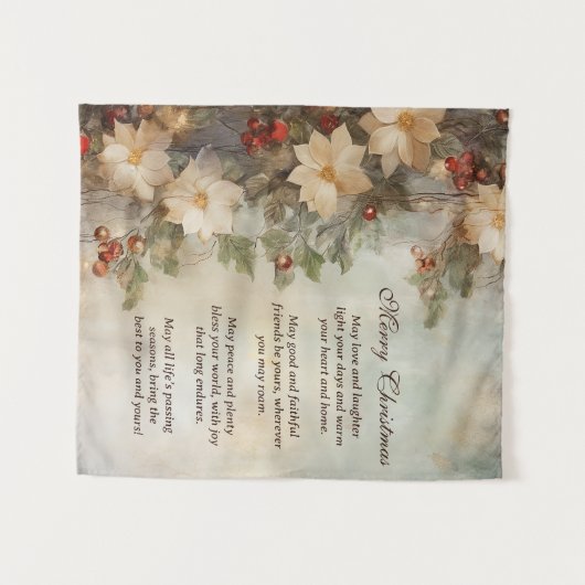 Weihnacht irischer Segen | Hübsche Winter-Blume Wandteppich (Vorderseite (Horizontal))