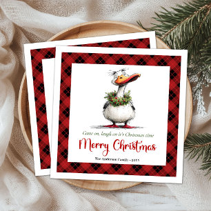 Weihnacht Launische Gans Cartoon Lustige Serviette