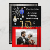 Weihnachten 10. Hochzeitstag Schwarz & Gold Einladung (Vorne/Hinten)
