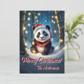 Weihnachten 10 Panda, Happy Holidays, Weihnachtska Einladung (Stehend Vorderseite)