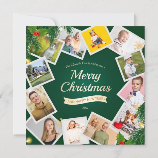 Weihnachten 12 Foto Collage Urlaubskarte (Vorderseite)