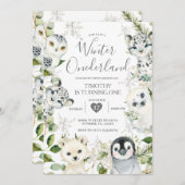 Weihnachten 12. Geburtstag von Arktischen Tieren Einladung (Vorne/Hinten)