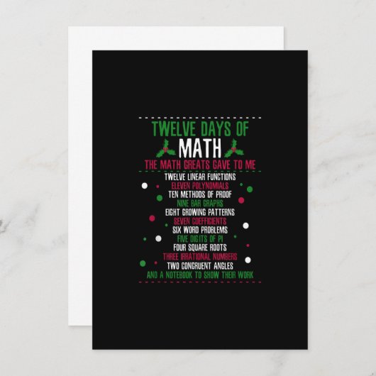 Weihnachten 12 Tage Mathe Einladung (Vorne/Hinten)