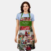 Weihnachten 17 FotoCollage mit Familienname Grün Schürze (Getragen)