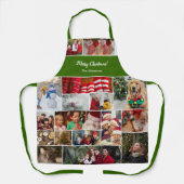 Weihnachten 17 FotoCollage mit Familienname Grün Schürze (Vorderseite)
