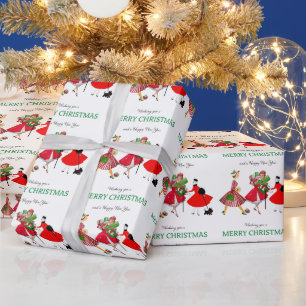 Weihnachten 1950 Vintage Damen Geschenkpapier